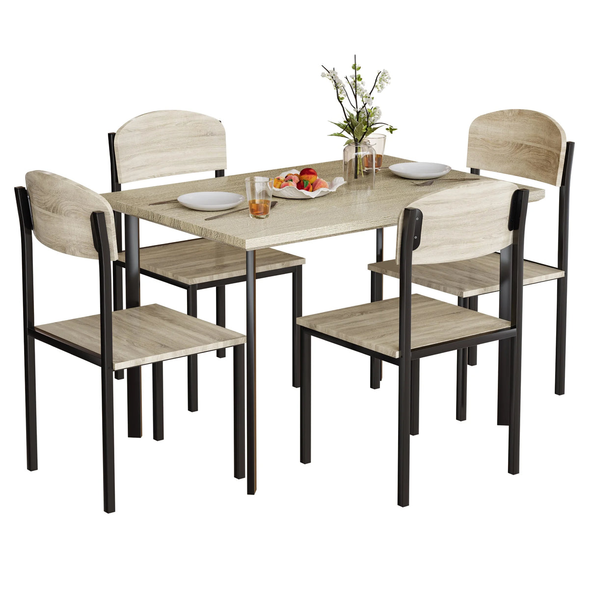 5-Piece Light Brown Dining Table Set D82714