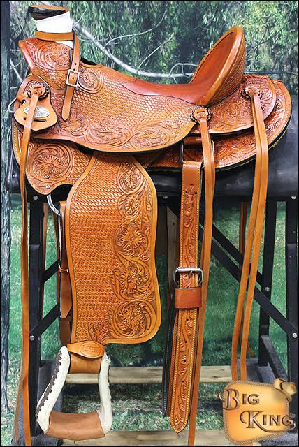 Beige Leather Ranch Roping Saddle K4314