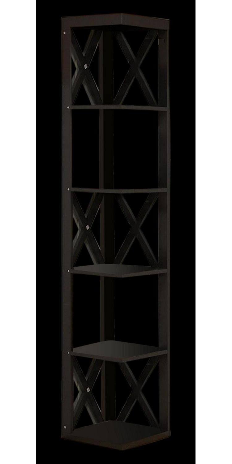 Espresso Wood 5 Tier Corner Bookcase X354924
