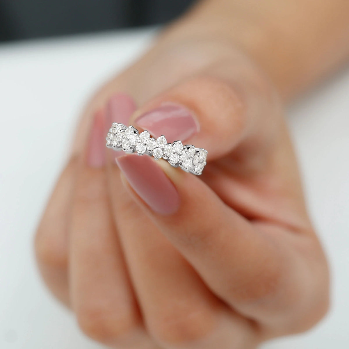 1.75 CT Moissanite Floral Band Ring, 925 Sterling Silver, US 4.00 Y82883