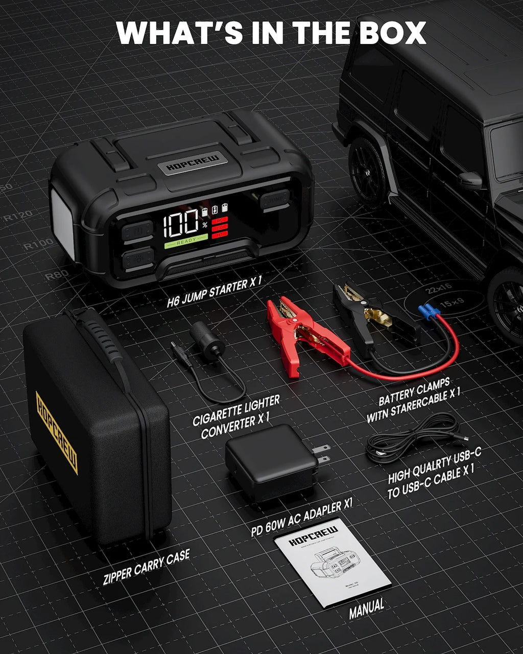 32000mAh 12V Battery Jump Starter with LED Display V32753