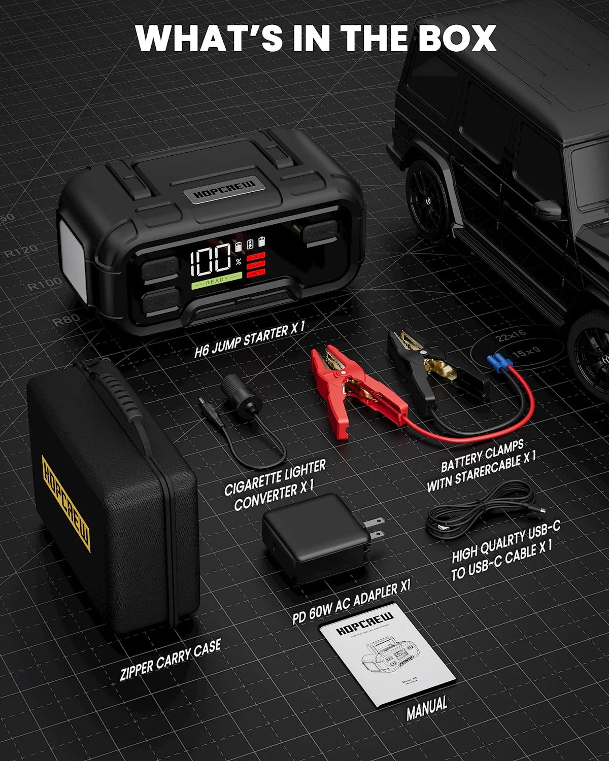 32000mAh 12V Battery Jump Starter with LED Display V32753