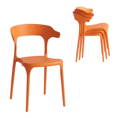 Stackable Plastic Dining Chair Set of 4 Charcoal Gray D5301
