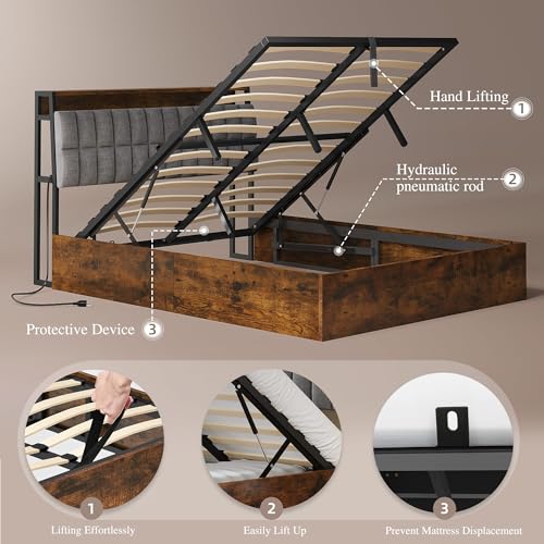 Black Queen Size PU Leather Upholstered Storage Platform Bed T906