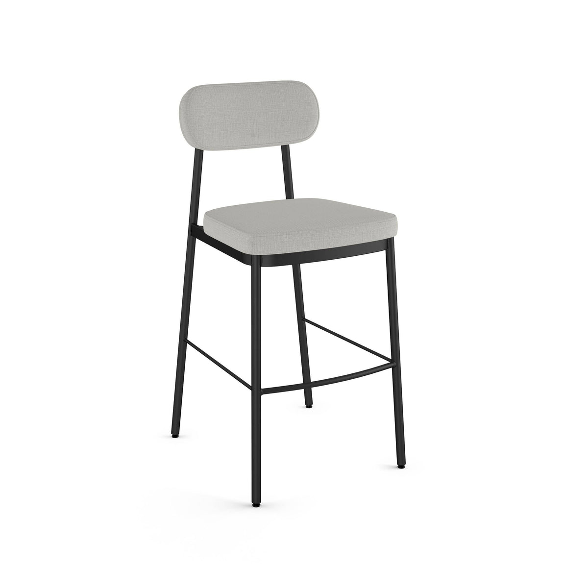 Pale Gray Polyester and Metal Bar Stool V230411