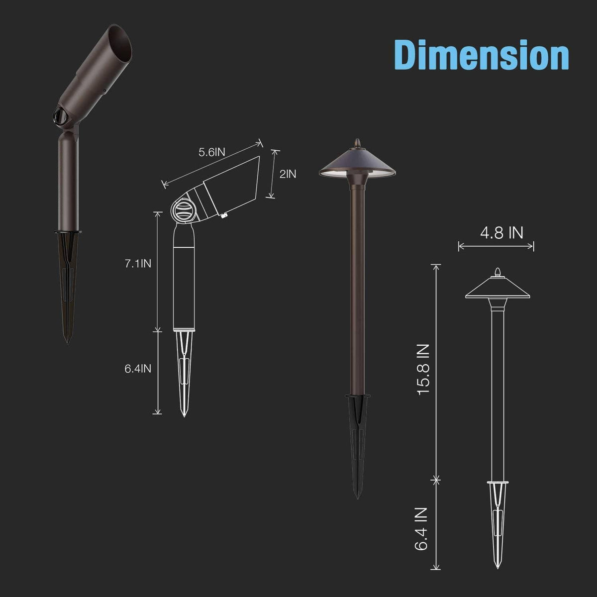 Waterproof Low Voltage Landscape Lighting Set with Spike Stand A632