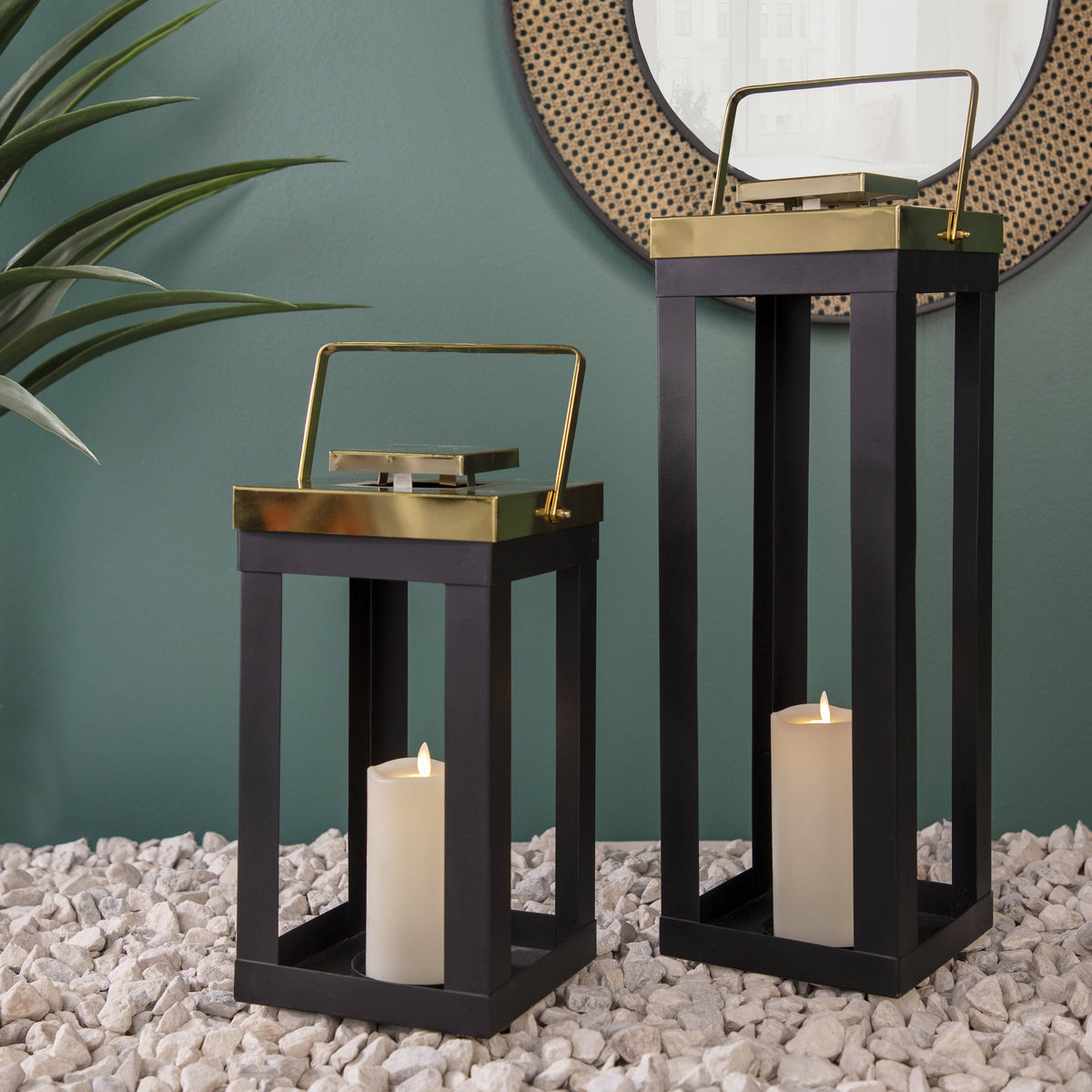 Metal Lantern with Gold Handles T4522