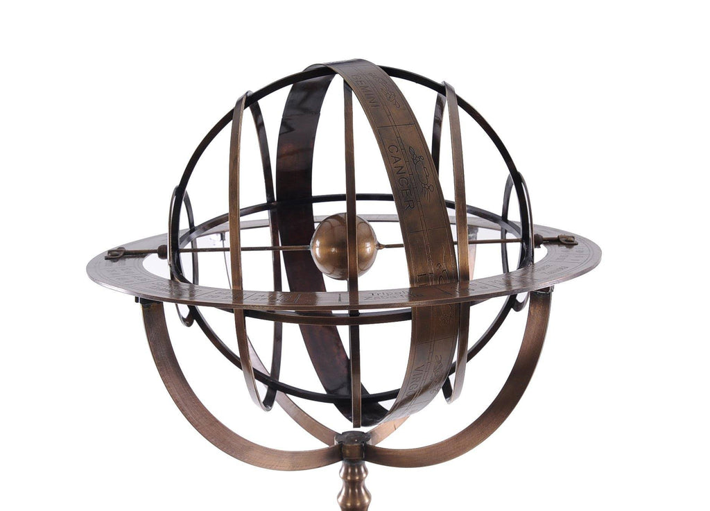 Brass Armillary with Wood Stand D954