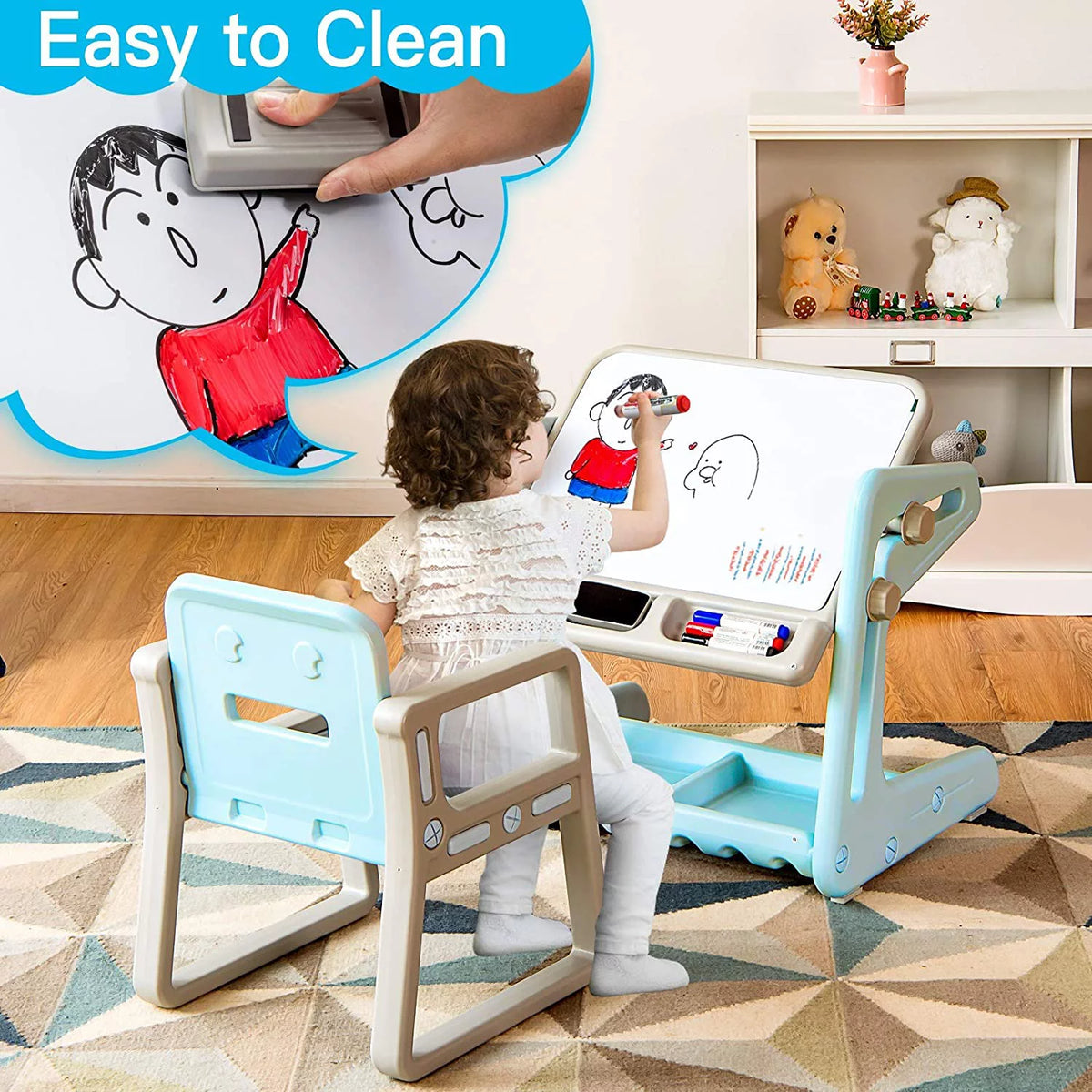 2 in 1 Kids Table & Chair Blue G8641