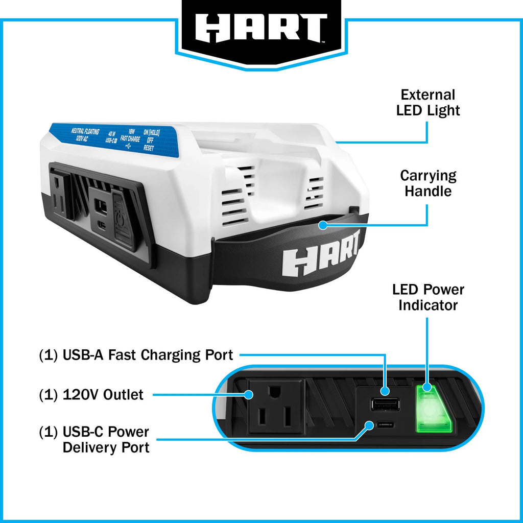 300 Watt Battery Powered Power Source with LED Light and Carry Handle F14650