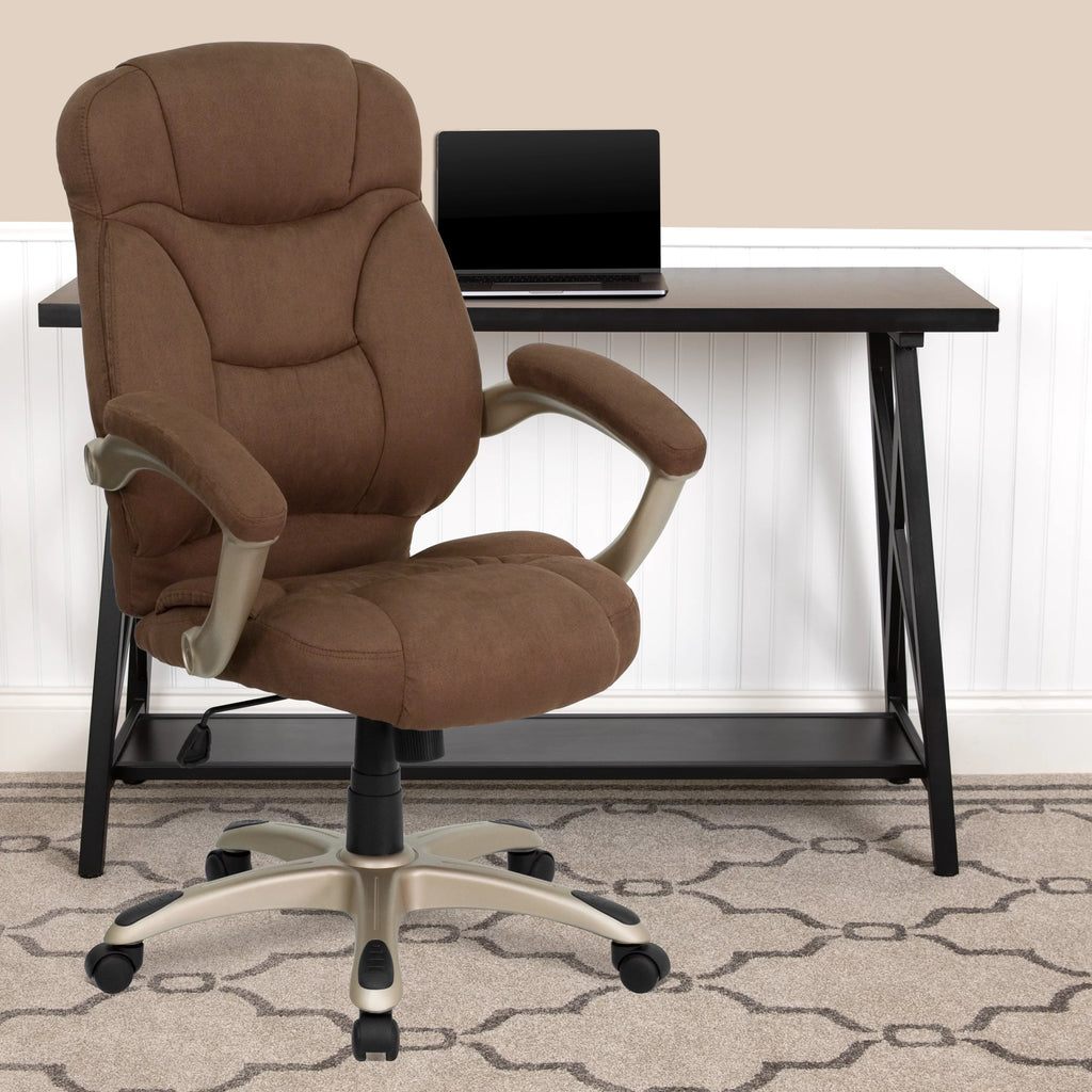 Brown Microfiber Ergonomic Office Chair with Arms G251124