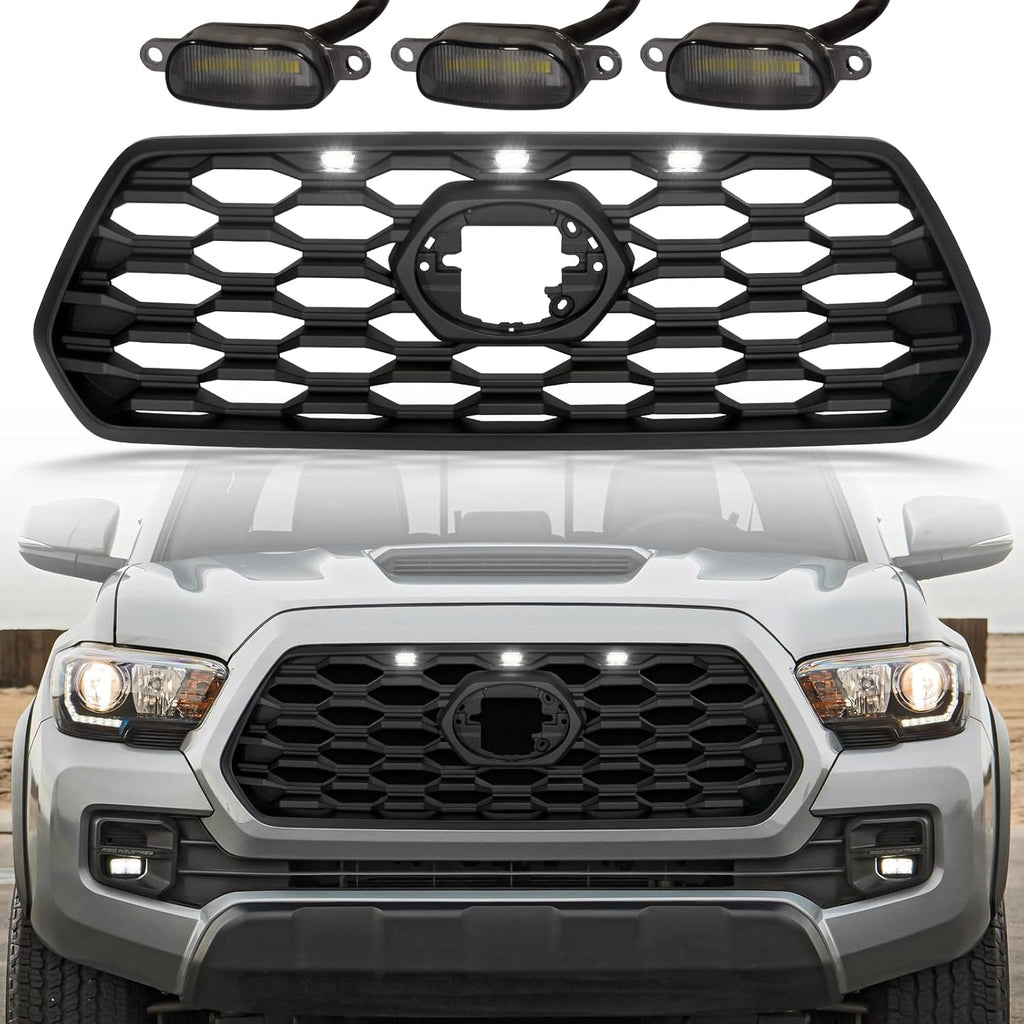 Bright Black Front Grill with Grey Letters and Amber Lights H29882