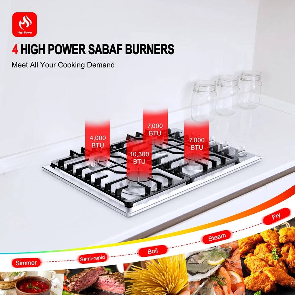 Stainless Steel 4-Burner Gas Cooktop C6368