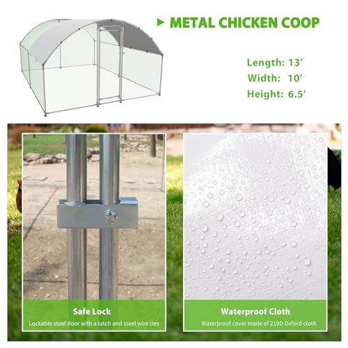 Large Metal Walk-in Chicken Coop with Anti-UV Cover Y915124