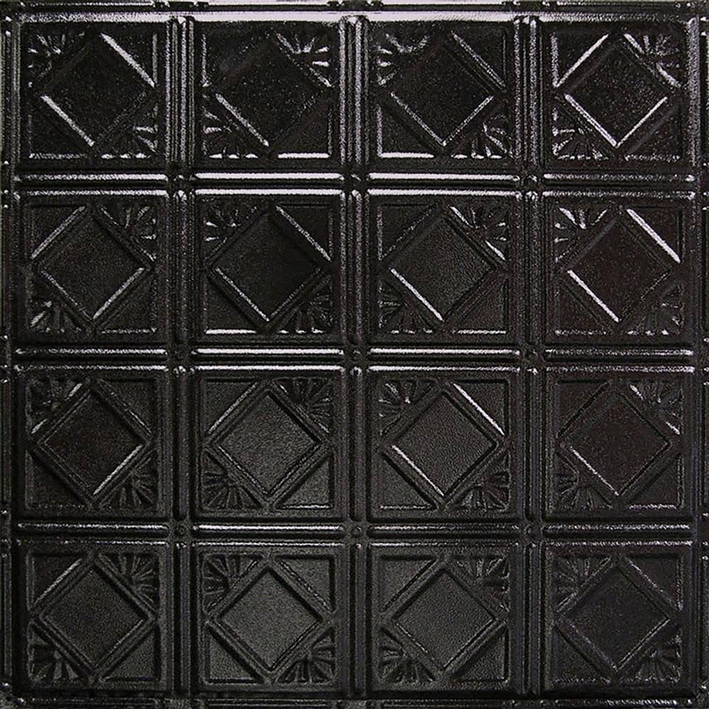 24 in. x 24 in. Textured Black Satin Tin Wall Tile Backsplash Kit (5 Pack) P331401