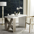 White Lacquer and Oak Desk G385