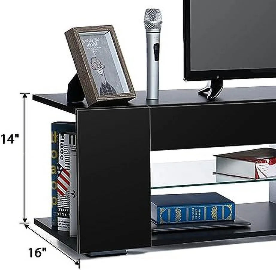 57 Inch LED TV Stand with Glass Shelves U352