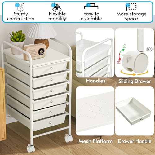 6 Drawer Plastic Rolling Storage Cart I437