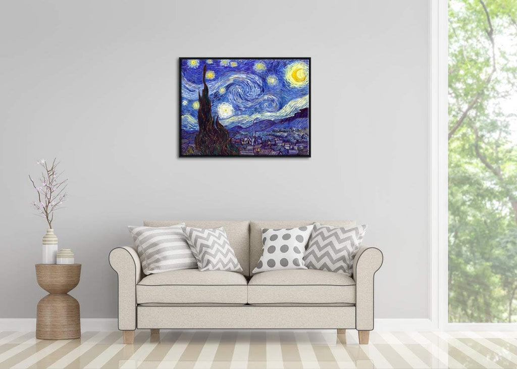 Framed Wall Art Canvas Prints of Starry Night Paintings Reproduction Black Frame Z472