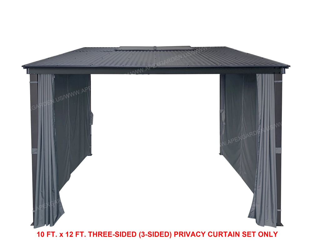 10' x 12' 3-Sided Privacy Curtain Set for Wall-Mounted Sun Shelter N966779