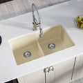 White Double Bowl Quartz Kitchen Sink J123945