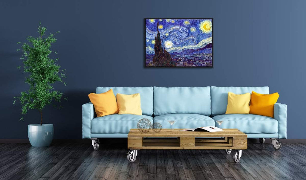Framed Wall Art Canvas Prints of Starry Night Paintings Reproduction Black Frame Z472