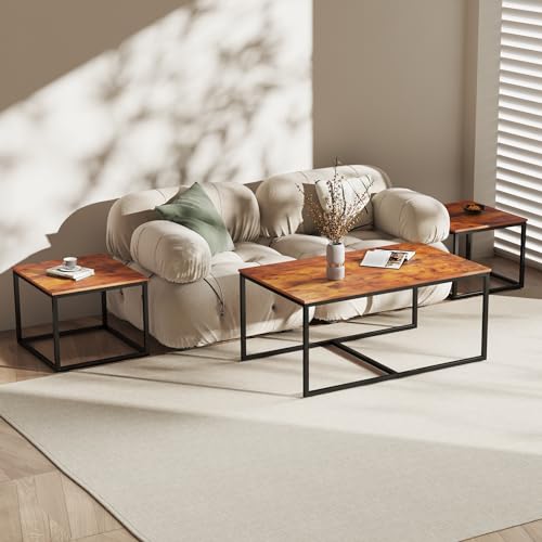 3 Piece Industrial Rectangular Nesting Coffee Table Set L837309