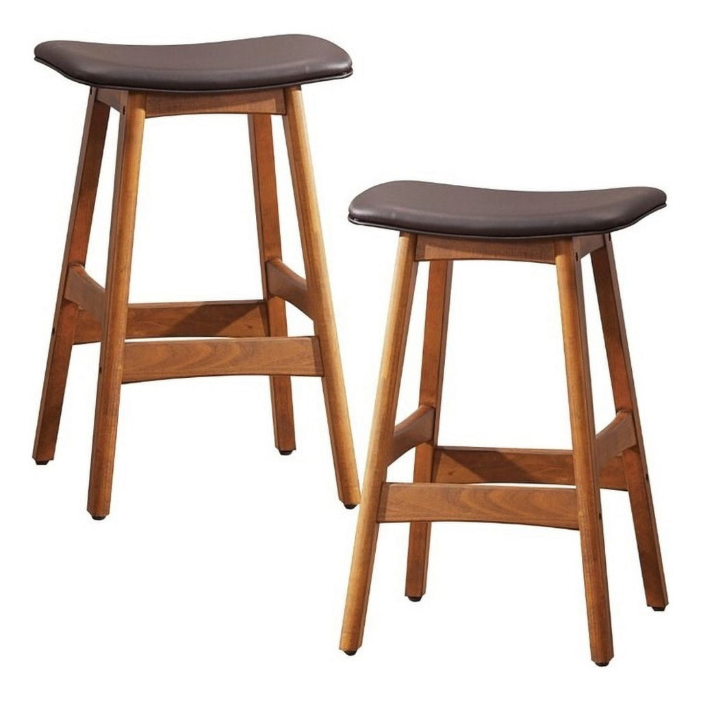 Faux Leather Counter Stool in Brown (Set of 2) P25118