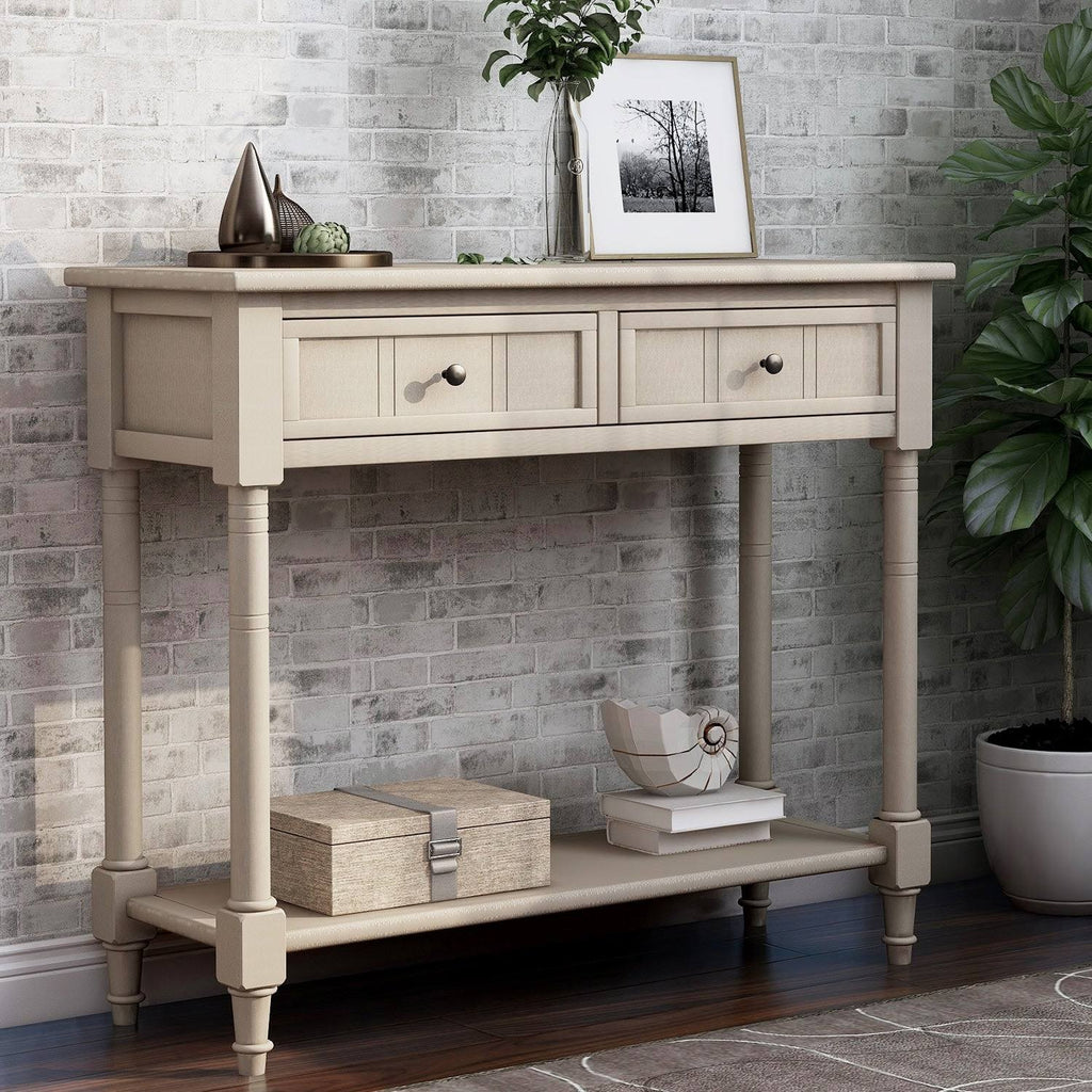 Espresso Two Drawer Console Table with Bottom Shelf E9632