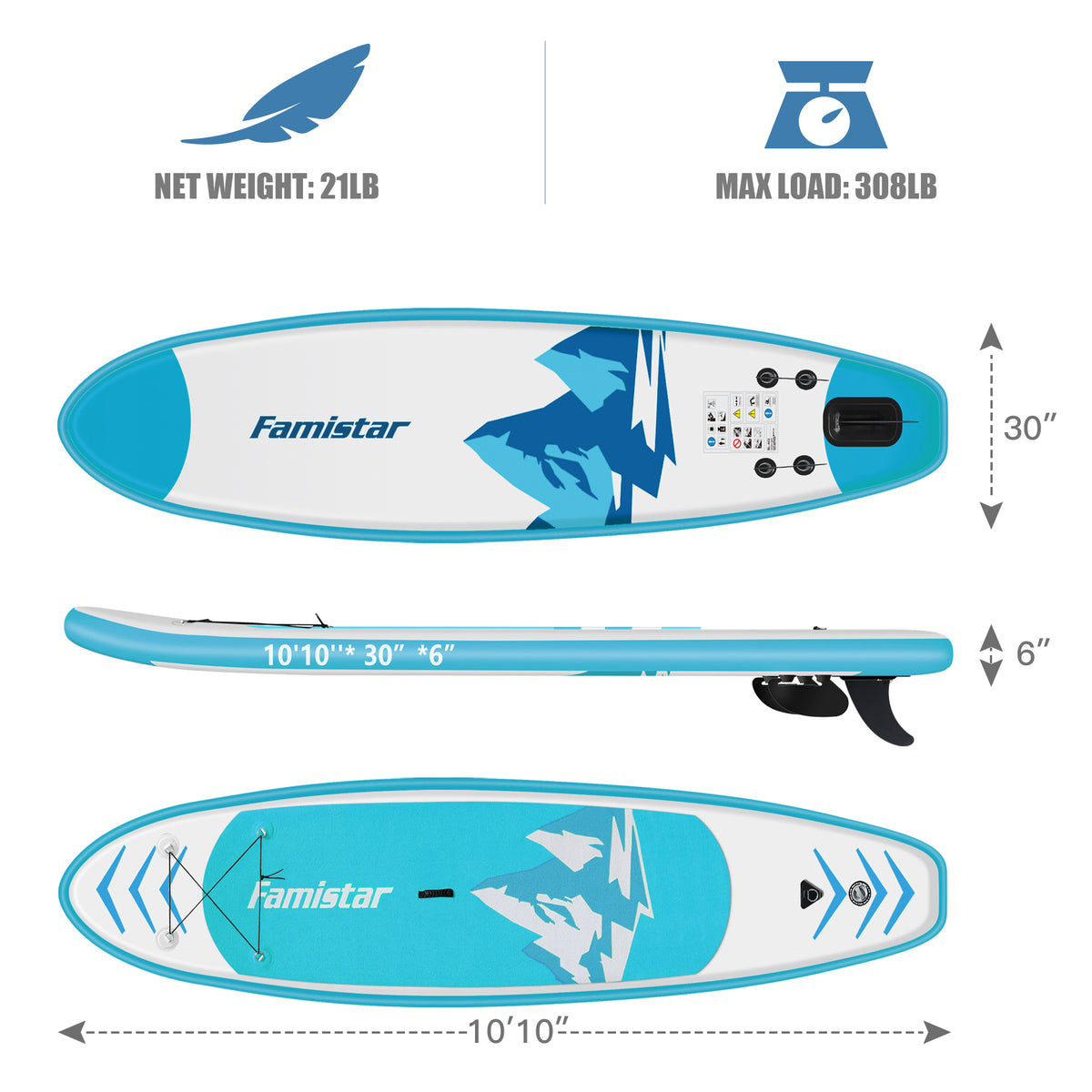 10' Inflatable Stand Up Paddle Board with Adjustable Paddle, Pump & Carrying Backpack B769648