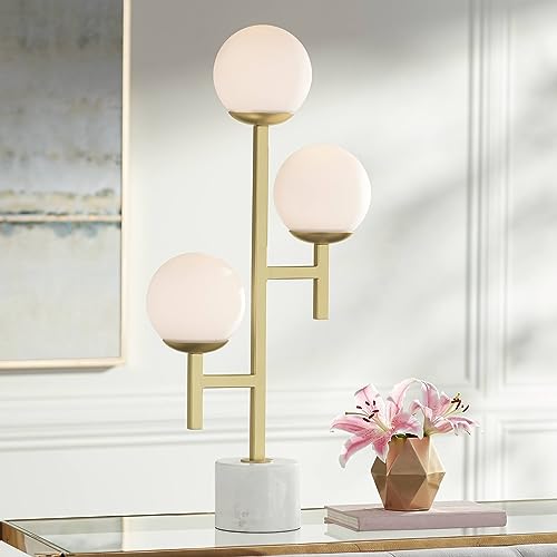 30" Tall Gold Marble Metal 3-Light Table Lamp E252493