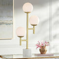 30" Tall Gold Marble Metal 3-Light Table Lamp E252493