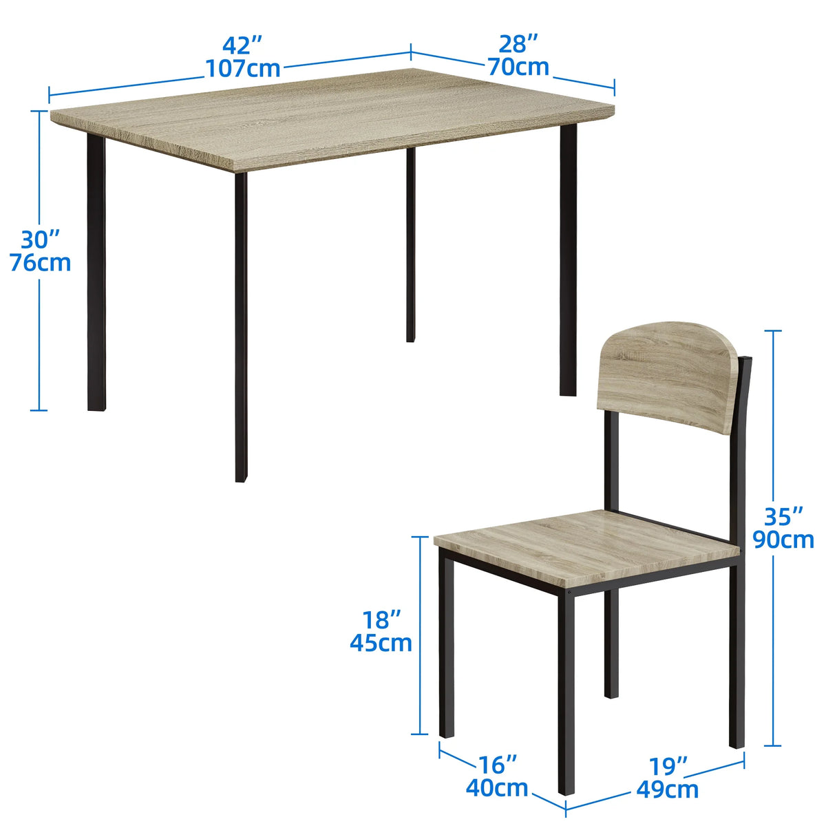 5-Piece Light Brown Dining Table Set D82714