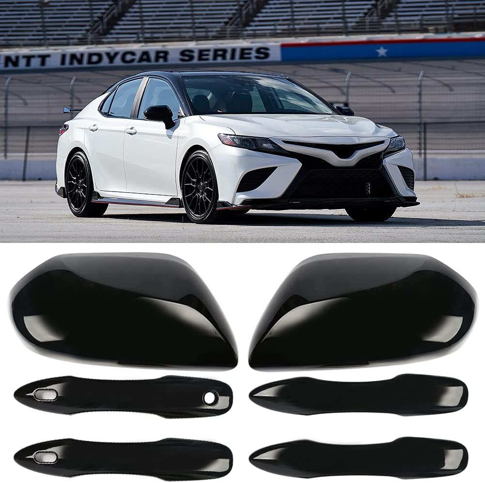 Black Side Door Mirror Caps and Door Handle Covers for Toyota Camry B6904