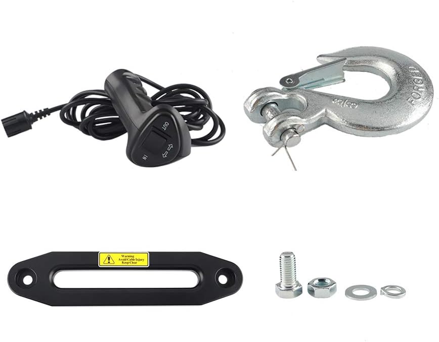12V DC Winch with Synthetic Rope, 6 Ton (12,000 lb) Pulling Capacity W691611